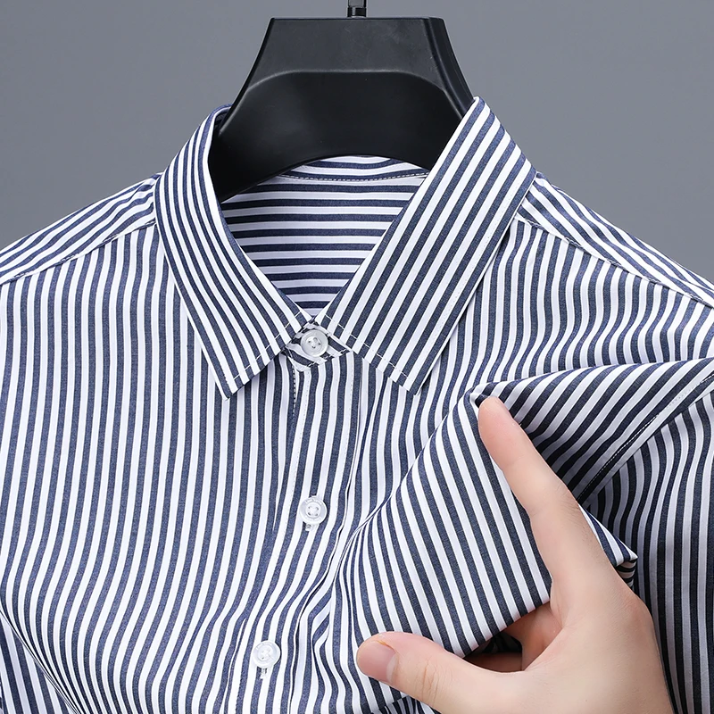 High-End Man Long Sleeves Shirt 100%cotton Lapel Stripe British Style Autumn New Shirt Tops Minimalist Design Fashion Men's Wear