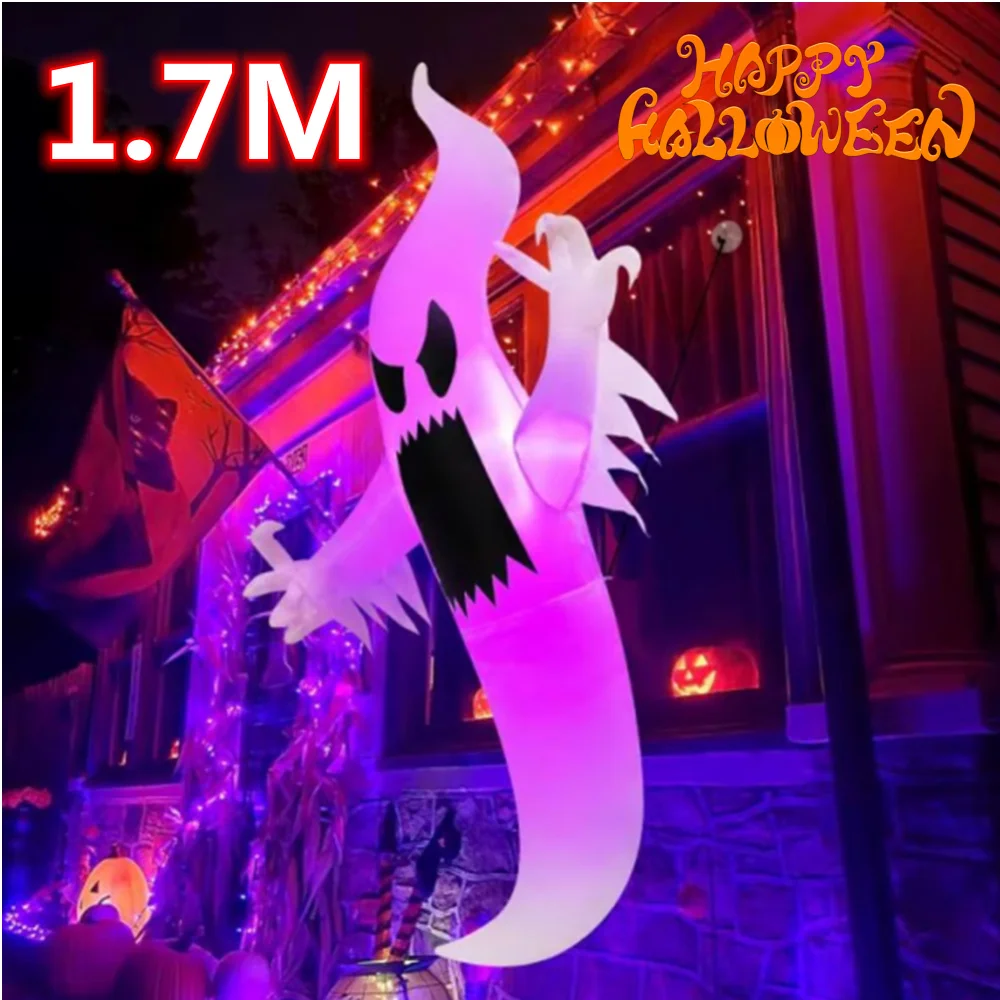 

1,7 м Хэллоуин надувное окно для скалолазания, охоты, призрака, модель со светодиодными фонарями, уличный орнамент, вечеринка, дом с привидениями, реквизит