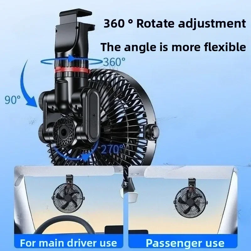 Durable Car Electric Fan 24v Large Truck Cab Special Strong Cooling Silent Car Internal Heat Dissipation 12 Volts Universal