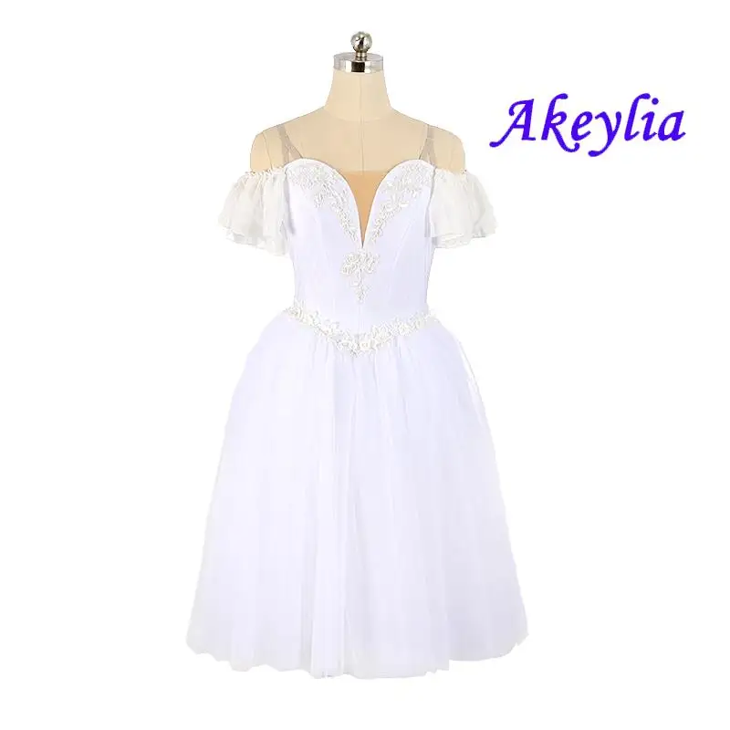 

White La Sylphide Romantic Ballet skirt Dress With Wings giselle Women Fairy Professional Ballet Long Tutu competition JNBL221