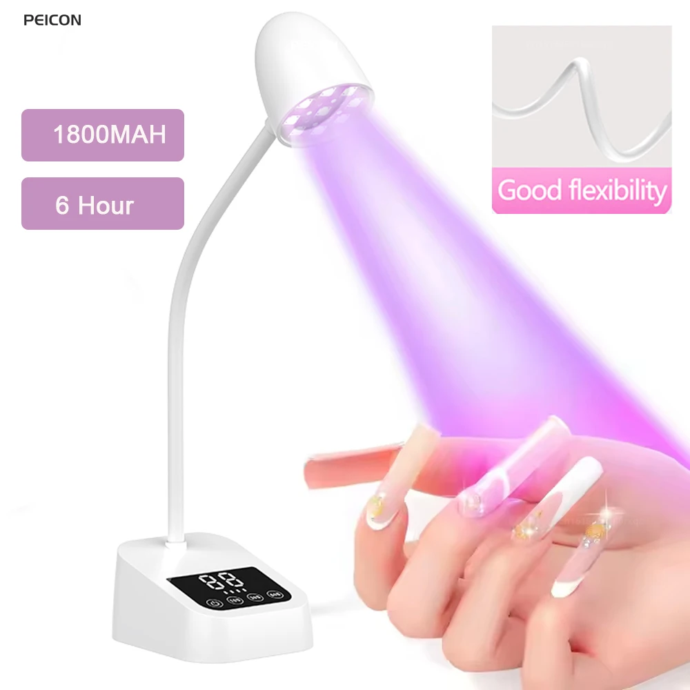 Nageldrooglamp Gellak Draagbare Mini Uv-nagellamp Auto Sensing Touch Lamp voor manicure Flexibele zwanenhals Uv Led-nagellamp