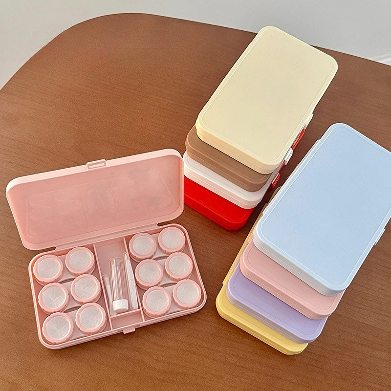 Solid Color Large Capacity Contact Lens Case Travel Contact Lenses Case Soak Container Lenses Box for Beauty Pupil