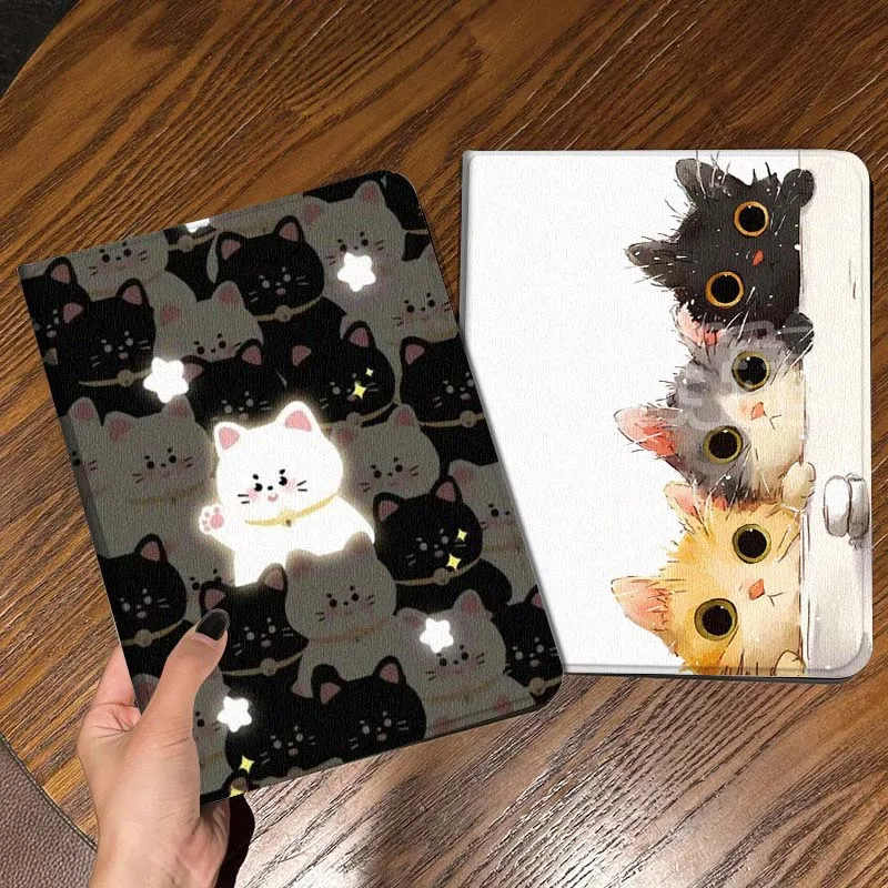 

Cartoon Cat Art Creative Gift For iPad Pro Air Mini 2 3 4 5 6 7 6th 7th 10th 11th 10.2 9.7 10.5 11 Foldable Tablet Case