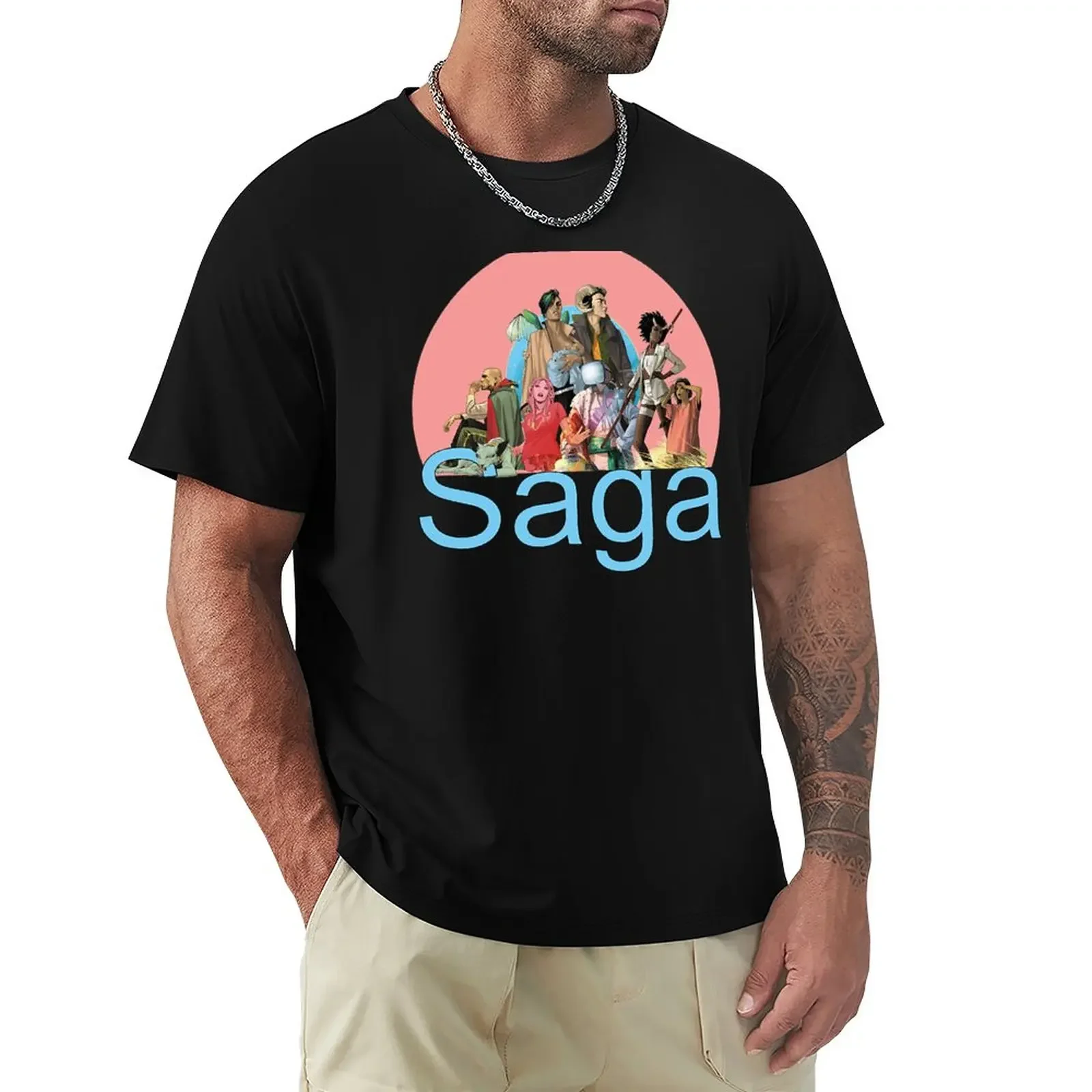 Entire Saga T-Shirt blacks oversized mens cotton t shirts