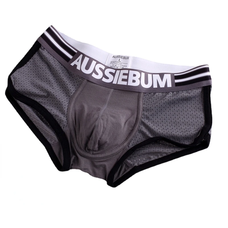 AUSSIEBUM Men\'s boxers mesh transparent U convex design jockstrap lift hip comfortable breathable underwear for men