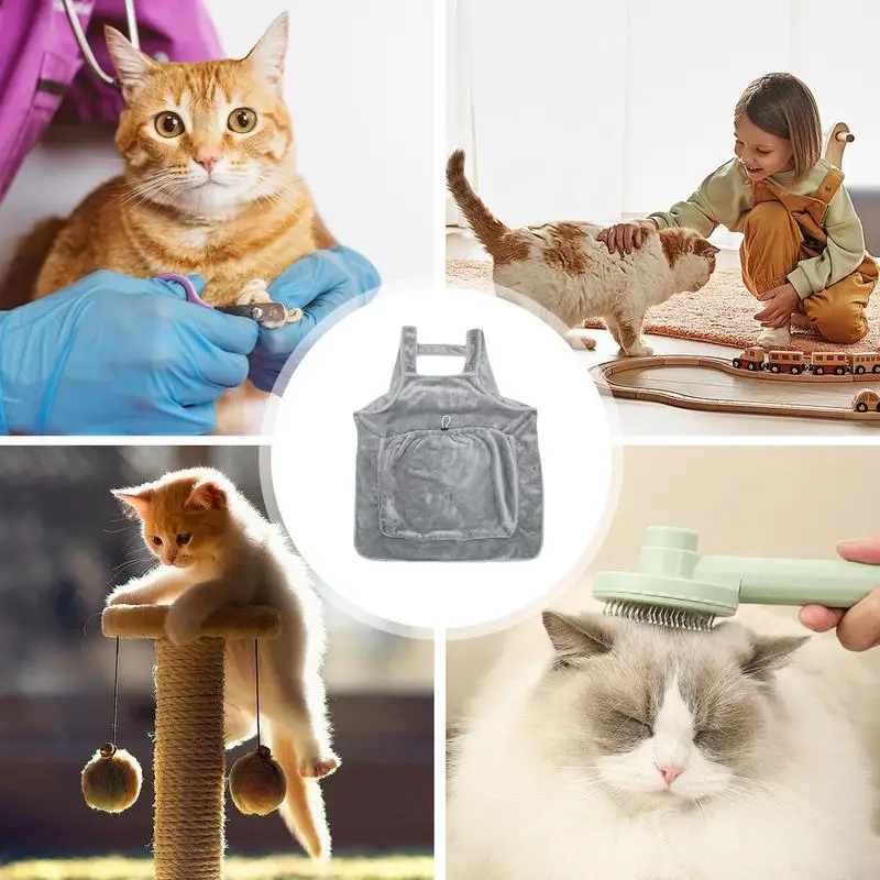 Bolsa de transporte de lana de Coral para gato, delantal para sujetar gato, tamaño de bolsillo ajustable, bolsa de transporte para gatito, viaje