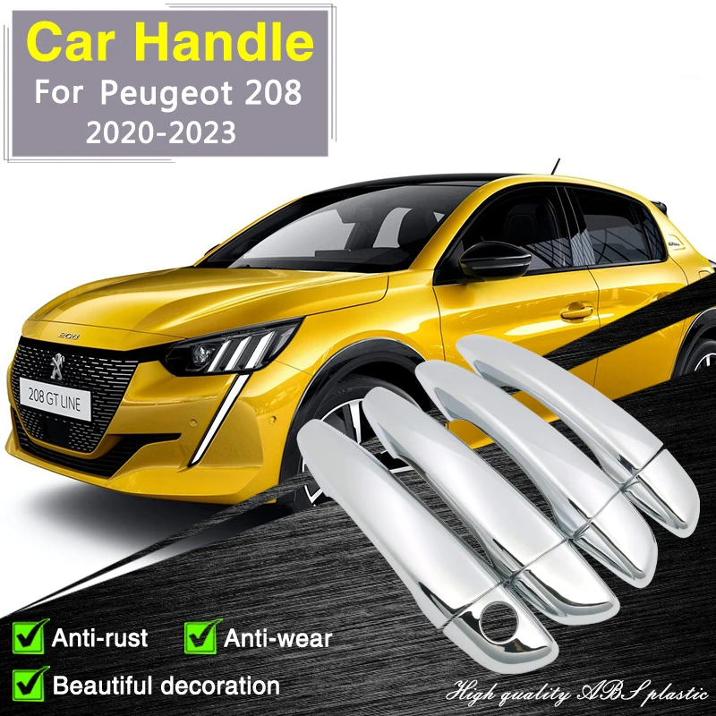 

for Peugeot 208 MK2 P21 2020 2021 2022 2023 Chrome Door Handle Cover Car Accessories Stickers Rustproof Catch Decoration