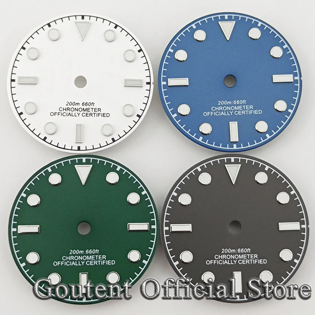 Goutent 29mm White Blue Green Black Gray Watch Dial Fit NH35 NH36 ETA2824 2836 PT5000 DG2813 3804 Miyota 8205 8215 821A Movement