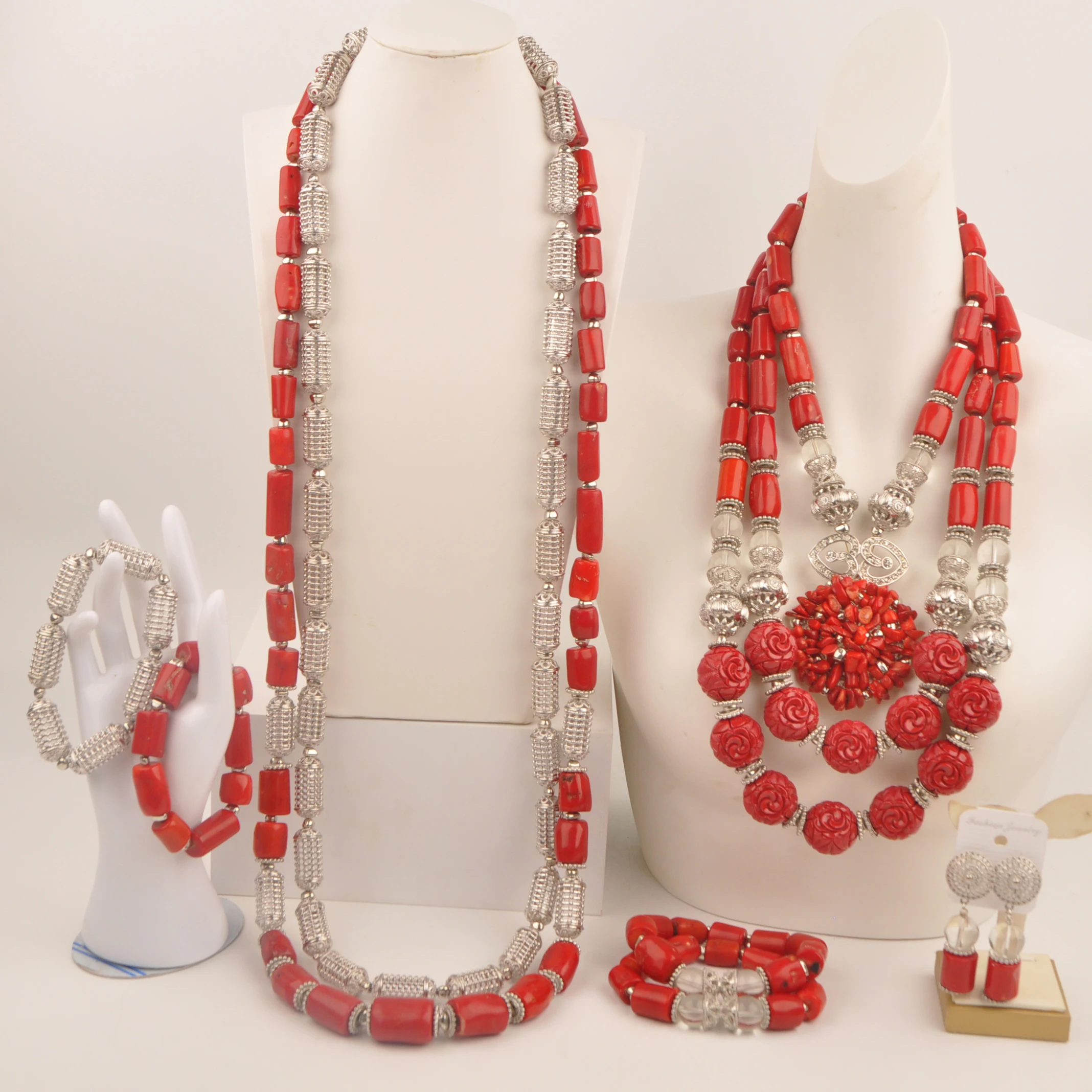 

Wedding Red necklace Nigeria Natural coral African fashion jewelry collection