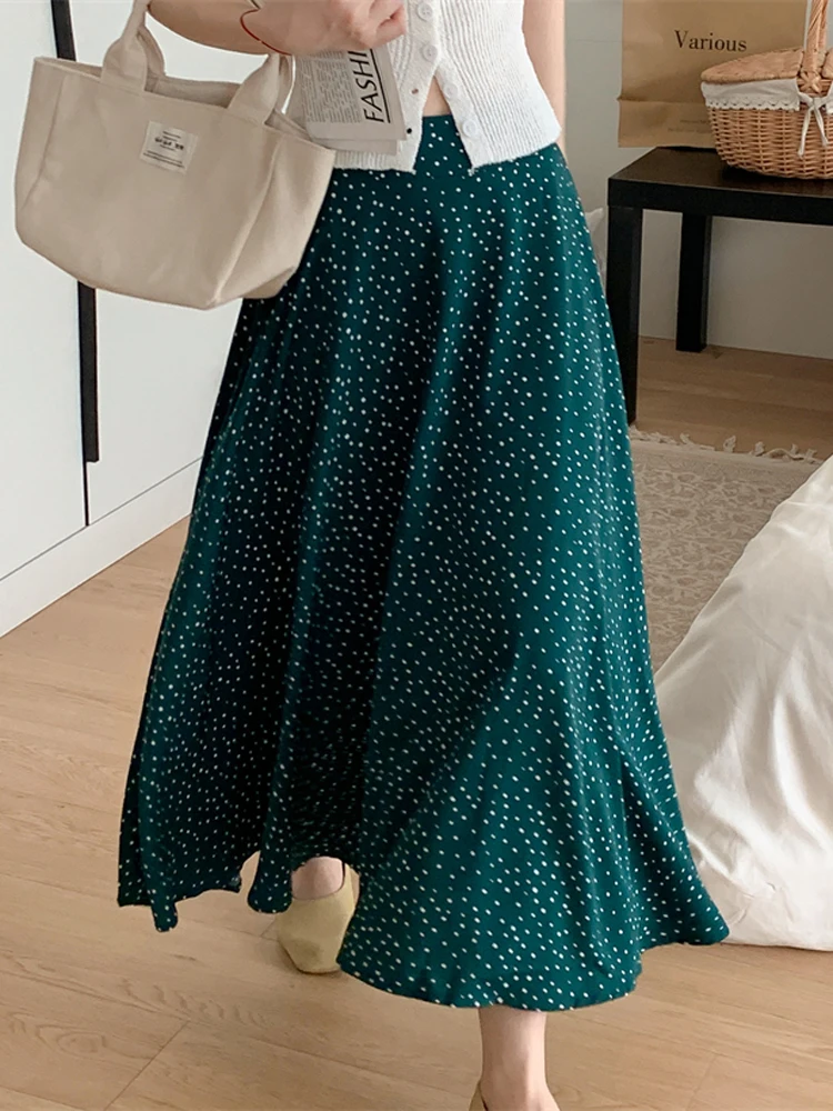 

High Waist Wavelet Dot Skirt New 2024 Spring/Summer Gentle temperament Korean Slim Fit Female Minimalist Skirts Elastic Waist