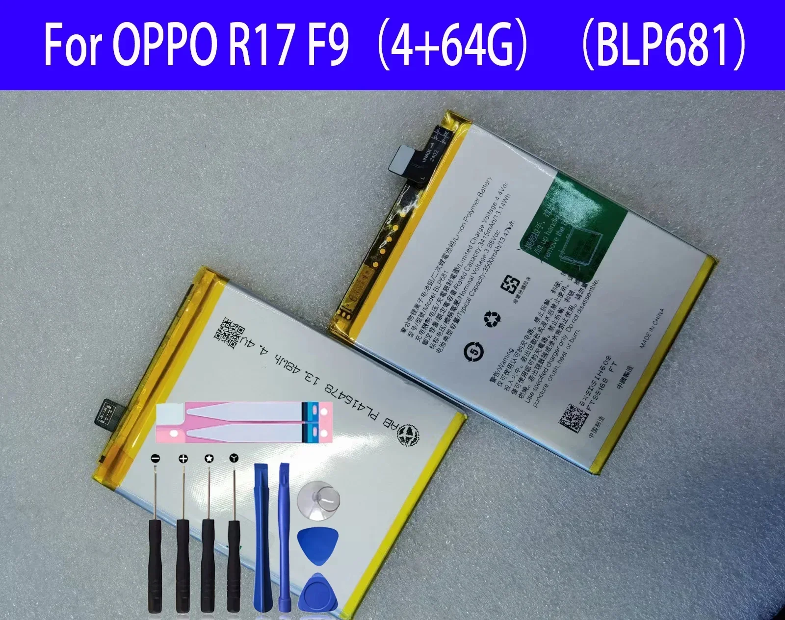 100% Original New Replacement Battery BLP681 For OPPO R17 F9 4+64G Phone Battery+Tools