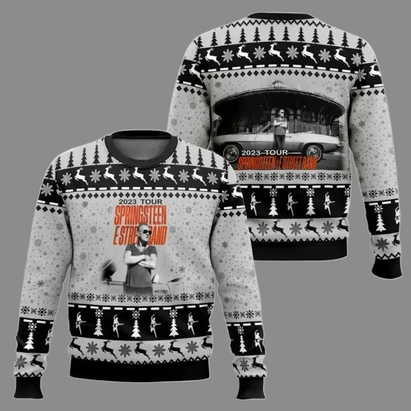2025/26 Bruce Springsteen Cappello natalizio Chitarrista Brutto maglione natalizio American Rock Festivo girocollo Pullover Top per uomo