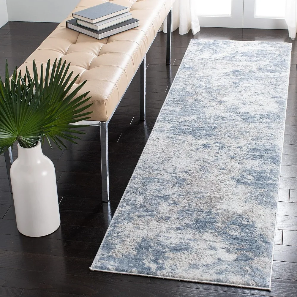 SAFAVIEH Amelia Collection Area Rug - 6' x 9', Grey & Ivory, Modern Abstract Design, Non-Shedding & Easy Care, Ideal for High Tr