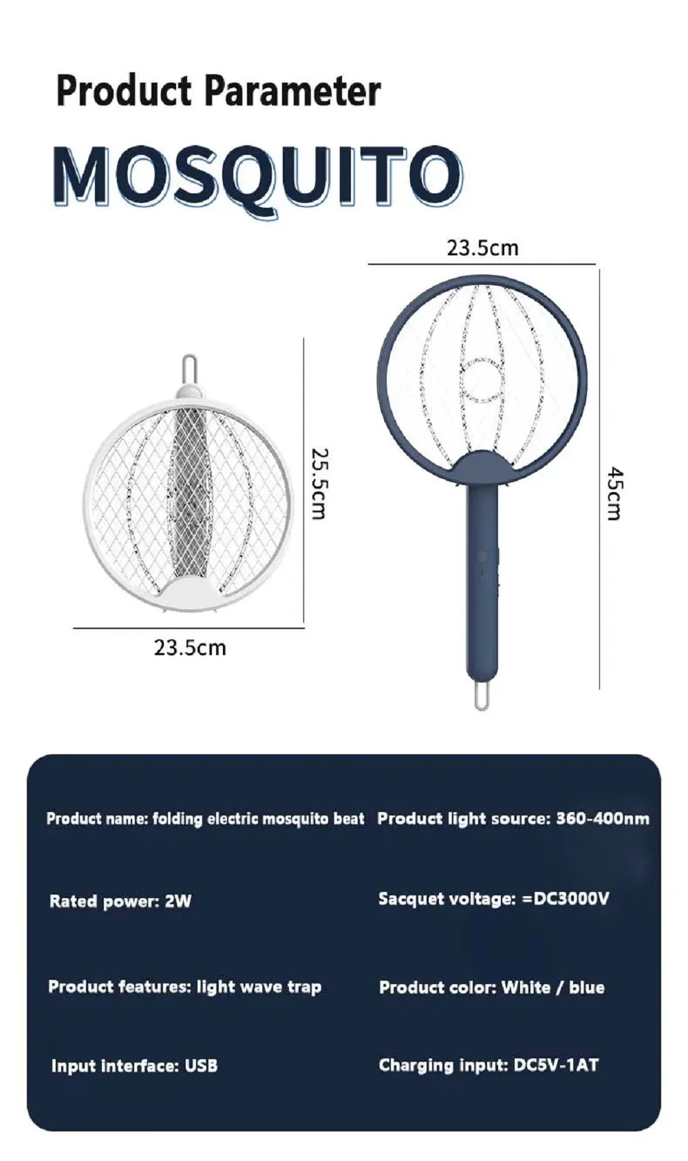 4-in-1 elektrische Mückenklatsche, Mückenvernichtungslampe, Insektenvernichter, 3000 V, Typ C, wiederaufladbar, mit UV-Licht, Fliegenvernichter – Detail 18