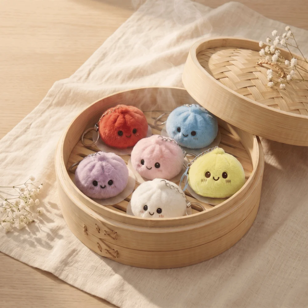 Steamed Buns Squishy Keychain Soft Fluffy Simulated Steamed Buns Squishy Keychain Steamed Buns Cute Steamed Buns Keyring