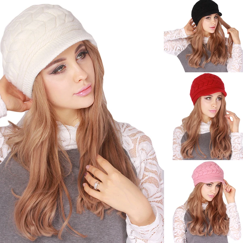 2024 Winter Women Hat Luxury Knitted Hats Female Soft High Elastic Warm Caps Beanies Headgear Girl Cap Solid Color