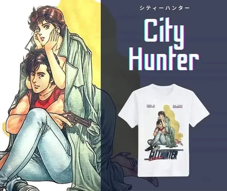 

City Hunter, Japanese Cartoon Anime white T-shirt