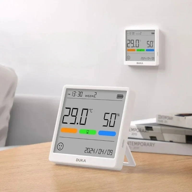 DUKA ATuMan THSE Temperature Humidity Meter Indoor High Precision Digital Weather Station Clock Type-C Rechargeable Home Sensor