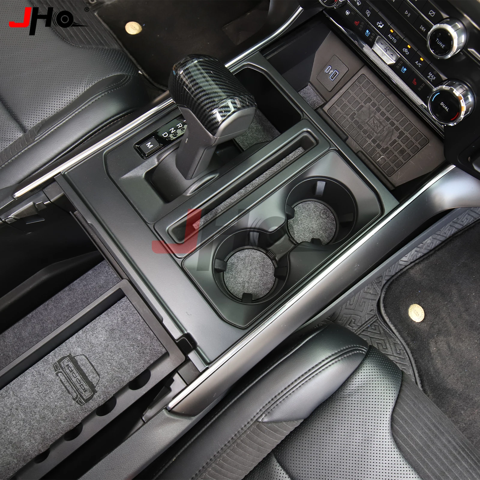 JHO Car Gate Slot Mats For Ford F150 Raptor 2022 2023 Felt Center Console Liner Cup Holder Pads Interior Accessories