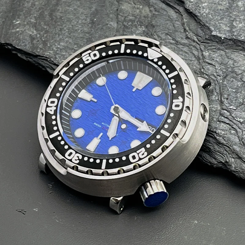 47mm Automatic Mechanical Watch NH36 Movement Tuna Can Style Wristwatch C3 Luminous Dial Steel Bezel Insert 30ATM Diving Watch