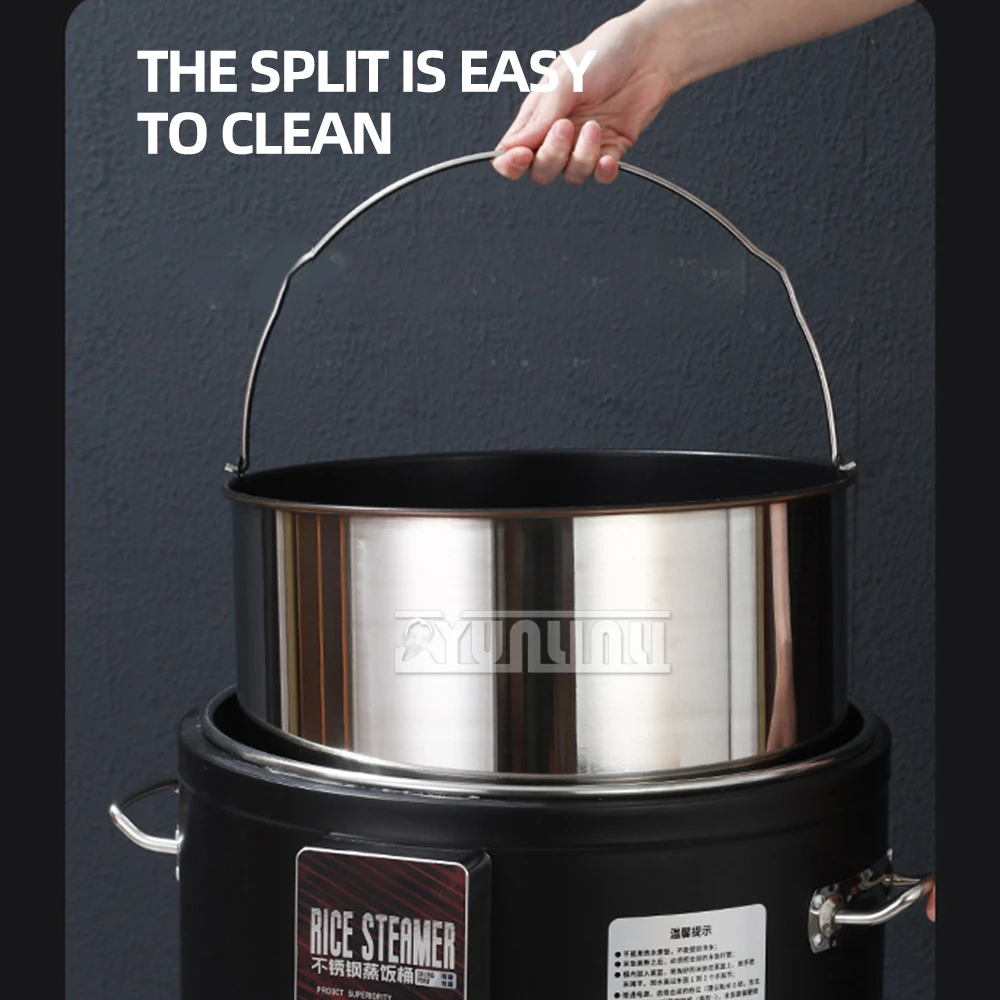 45L Rice Cooker Electric Heating Barrell Steamer Cabinet Stainless Steel