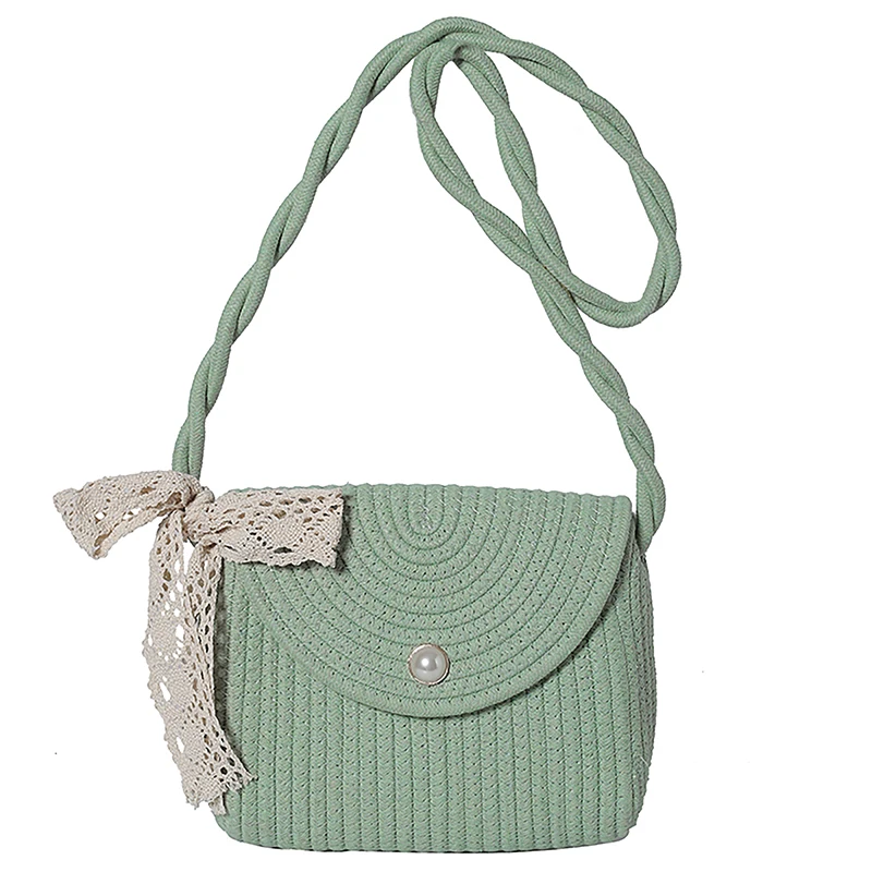 

Pastoral Straw Beach Bag Woven Summer Shoulder Bag with Cute Lace Bow Shoulder Purse for Women Beach Picnic Vacation