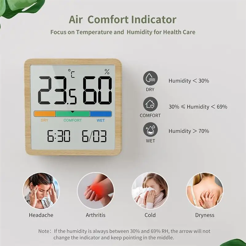 LCD Digital Clock Hygrothermograph Indoor Thermometer Hygrometer Home Office Desktop Table Monitor Temperature Humidity Meter gallery 4