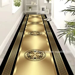 Luxurious Golden Long Corridor Carpet European Decoration Hallway Carpets Non-slip Stairway Rug Customizable Runner Aisle Mat 러그