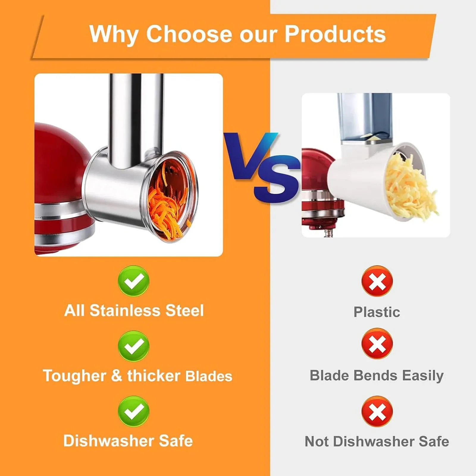 Slicer And Shredder Attachment 3 In 1 for KitchenAid Stand Mixers as Vegetable Chopper Accessory-Salad Maker Kitchen Meat Grinder view 6