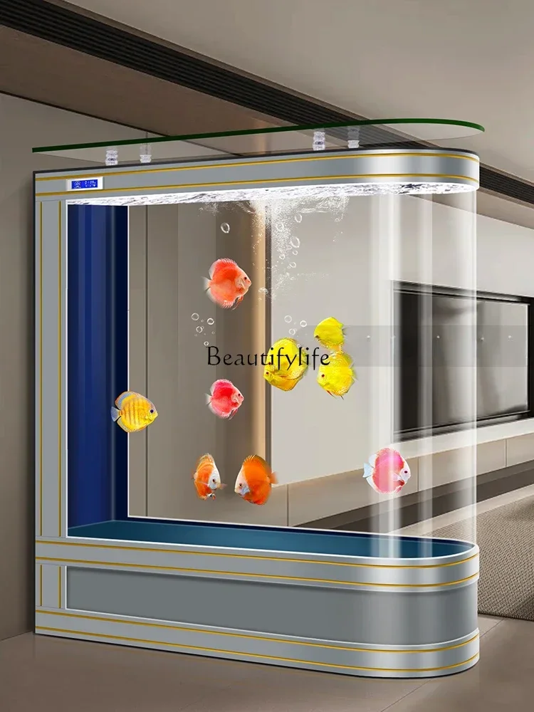 

LD33European-Style Integrated Molding Glass Fish Tank Living Room Floor Aquarium Home Ecological Fish Globe