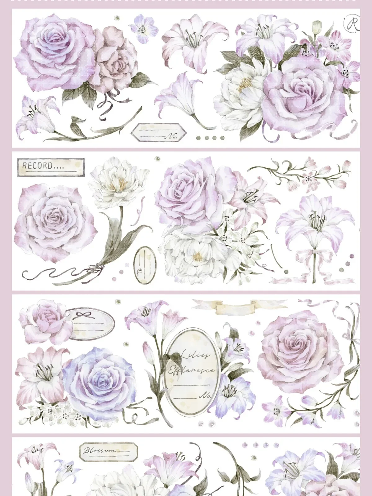 Imagem -04 - Violeta Rosa Charme Floral Washi Pet Fita Brilho Shell