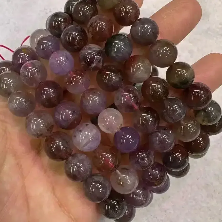 

Jewelry Making DIY Cacoxenite Auralite 23 Bracelet | Purple Lodolite Quartz Round Bead Natural Stone Gemstone Wholesale Hot Sale