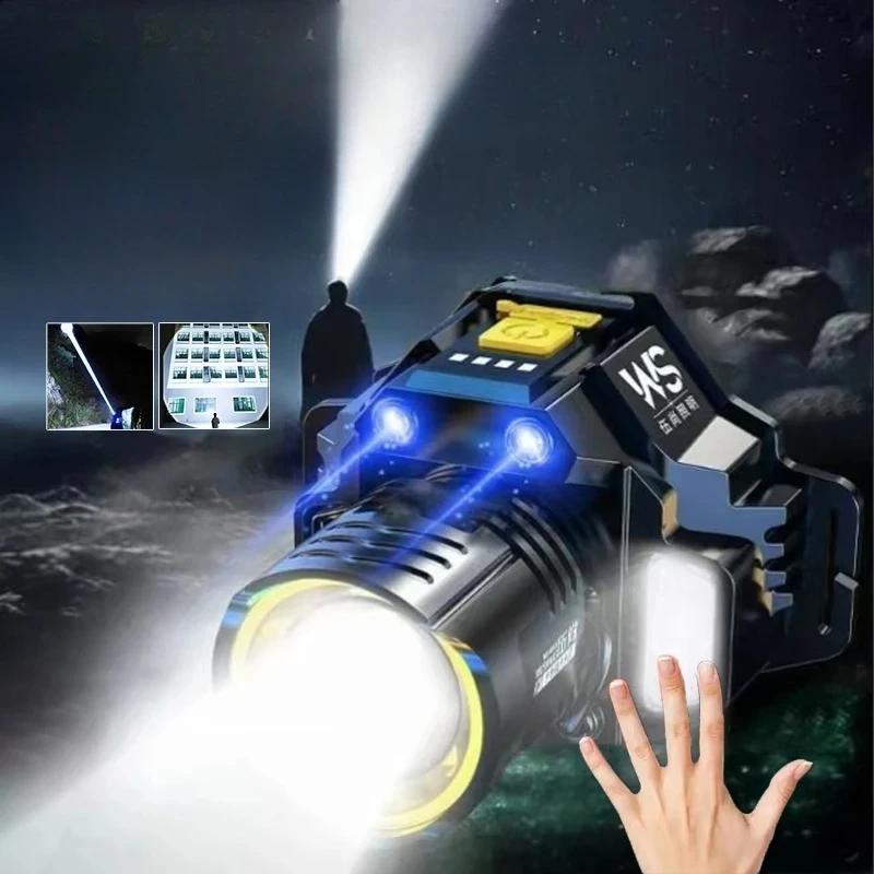 

1/2/4 шт. перезаряжаемый головной фонарь с водонепроницаемым противоударным покрытием для строительных работ, пеших прогулок, прогулок собак, ночной езды на велосипеде