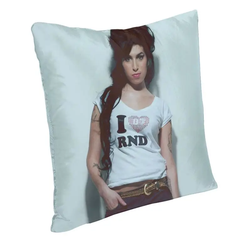 Custom Cute Amy Winehouse Square Throw Pillow Case Home Decorative 3D Two Side Printed Singer Cushion Cover for Car