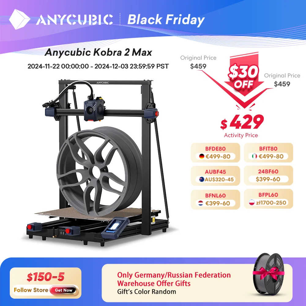 ANYCUBIC Kobra 2 Max FDM 3D Printer With 500mm/s Printing Speed 420*420*500mm Large Print Size Anycubic APP Control Supported