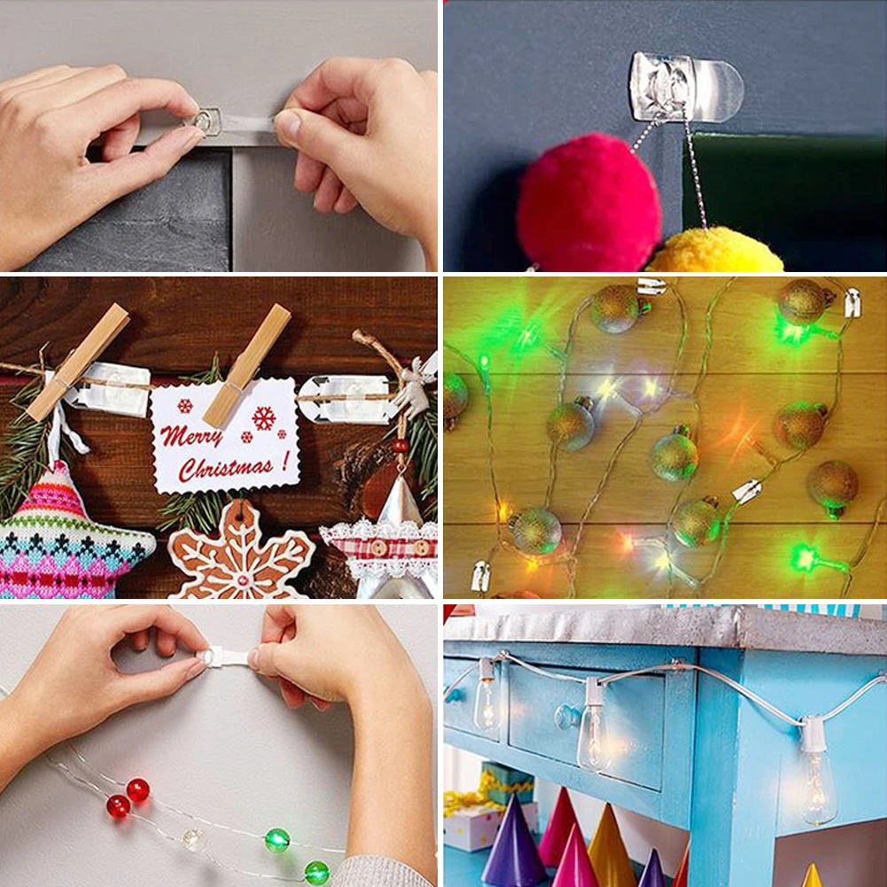 20/6PCS Wall Transparent Removable Hook Strong Cable Clamp Adhesive Hook Rack Bathroom Kitchen Towel Key Hanger