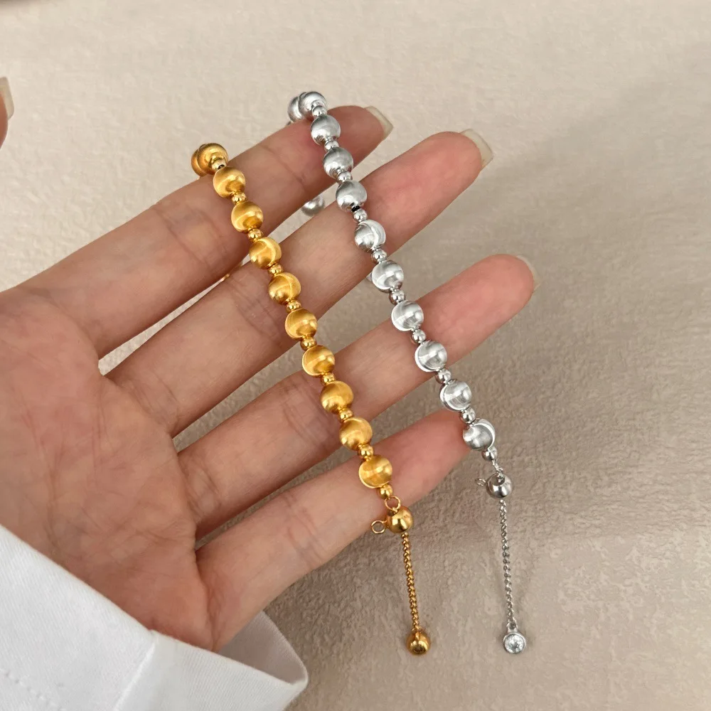 

New S925 Silver Bracelet with Cat's Eye Thread and Small Gold Beads, Super Shining and High Grade, Handheld Jewelry