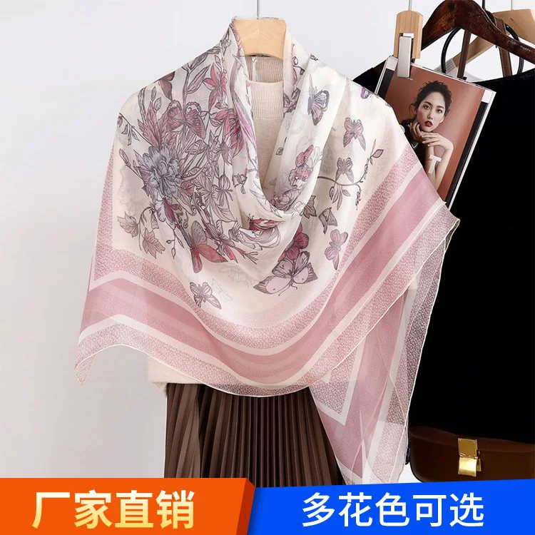 

Butterfly flower Xiaoxiangfeng silk chiffon square scarf mulberry silk scarf silk scarf