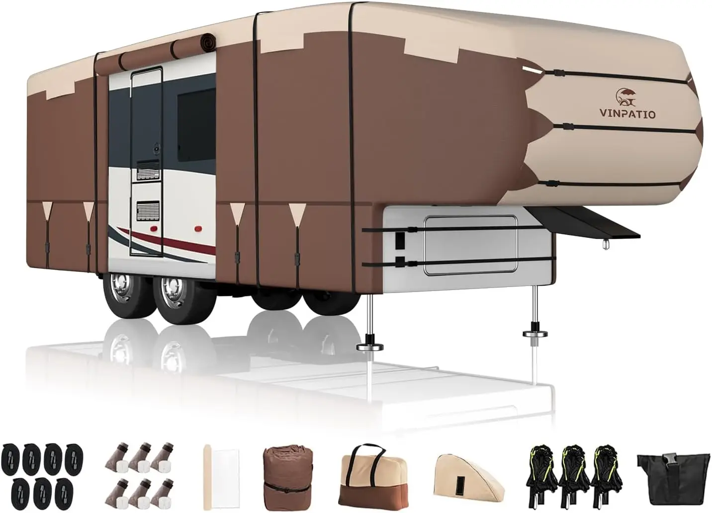 

Чехол на 5-е колесо: двухцветный чехол из ткани Оксфорд 600D, подходит для автодомов 34–37 дюймов, сверхмощный чехол для автофургона на 5-е колесо, водонепроницаемый, с защитой от УФ-излучения, с Gu