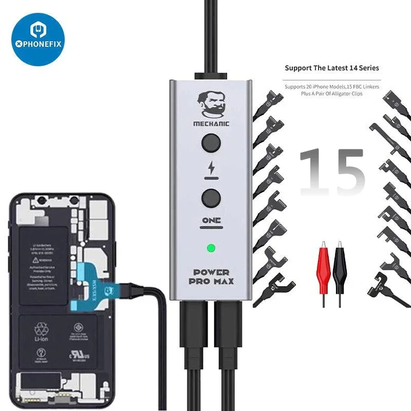 MECHANIC Power Pro Max Power Supply Test Tool with 15pcs FPC Flex One-button Power Cord Start Boot Line for iPhone X-15 PM