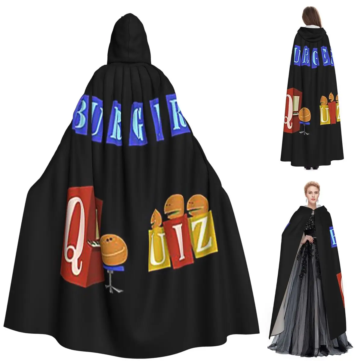 

Бургер Викторина, новый логотип, длинный плащ с капюшоном, средневековый костюм ведьмы, накидка для косплея, пальто на Хэллоуин для взрослых, унисекс