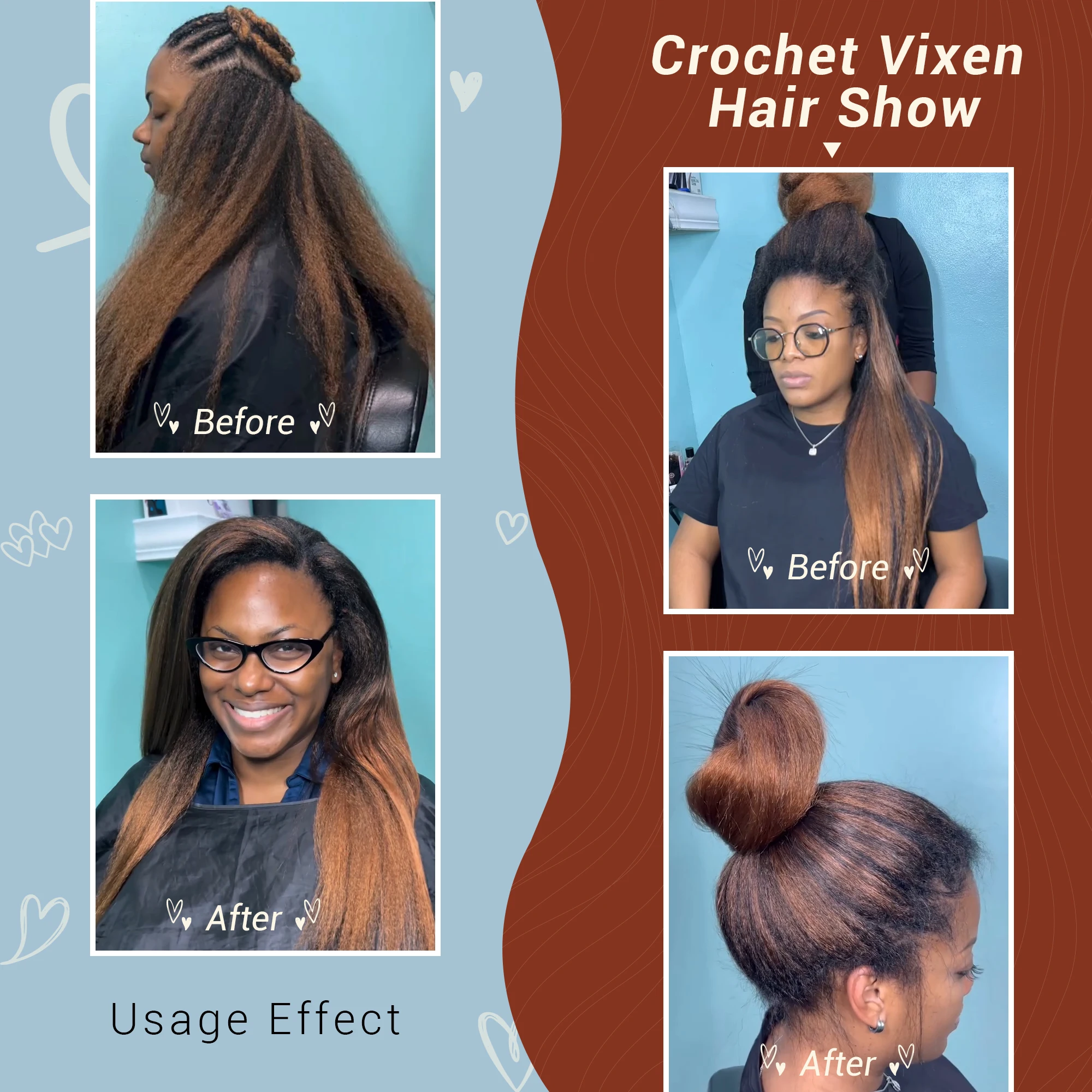 Vixen Ombre Crochet Braids Hair Extensions Kinky Curly Bulk Yaki Straight Marley Synthetic Braiding Hair for Women