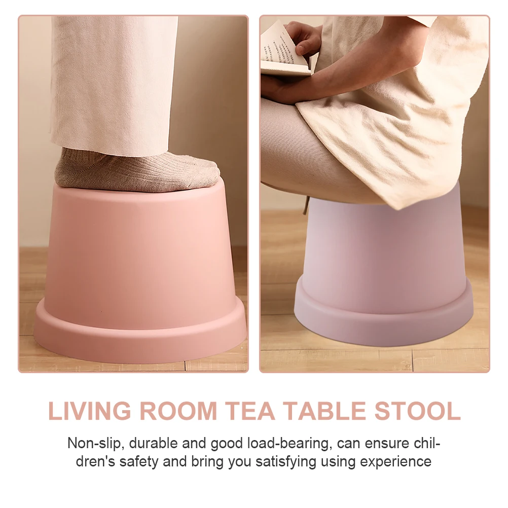 Taburete de plástico para niños, taburete antideslizante para cambiar zapatos, rosa, pequeño sentado, resistente, ligero, portátil, seguro para niños