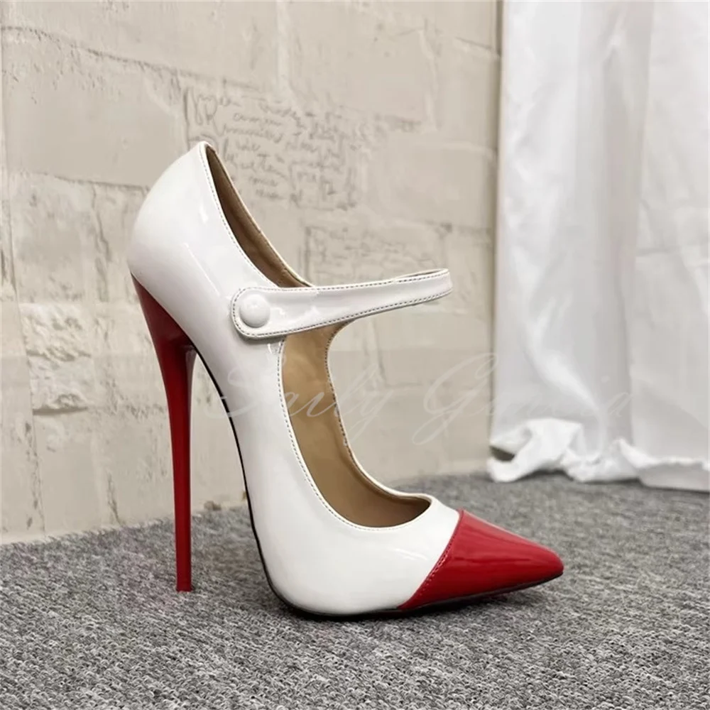 16 cm/14 cm Vrouwen Gemengde Kleuren Pompen Puntige Teen Naaldhak Ondiepe Voorband Mode Hoge Hak plus Size Enkele Schoenen