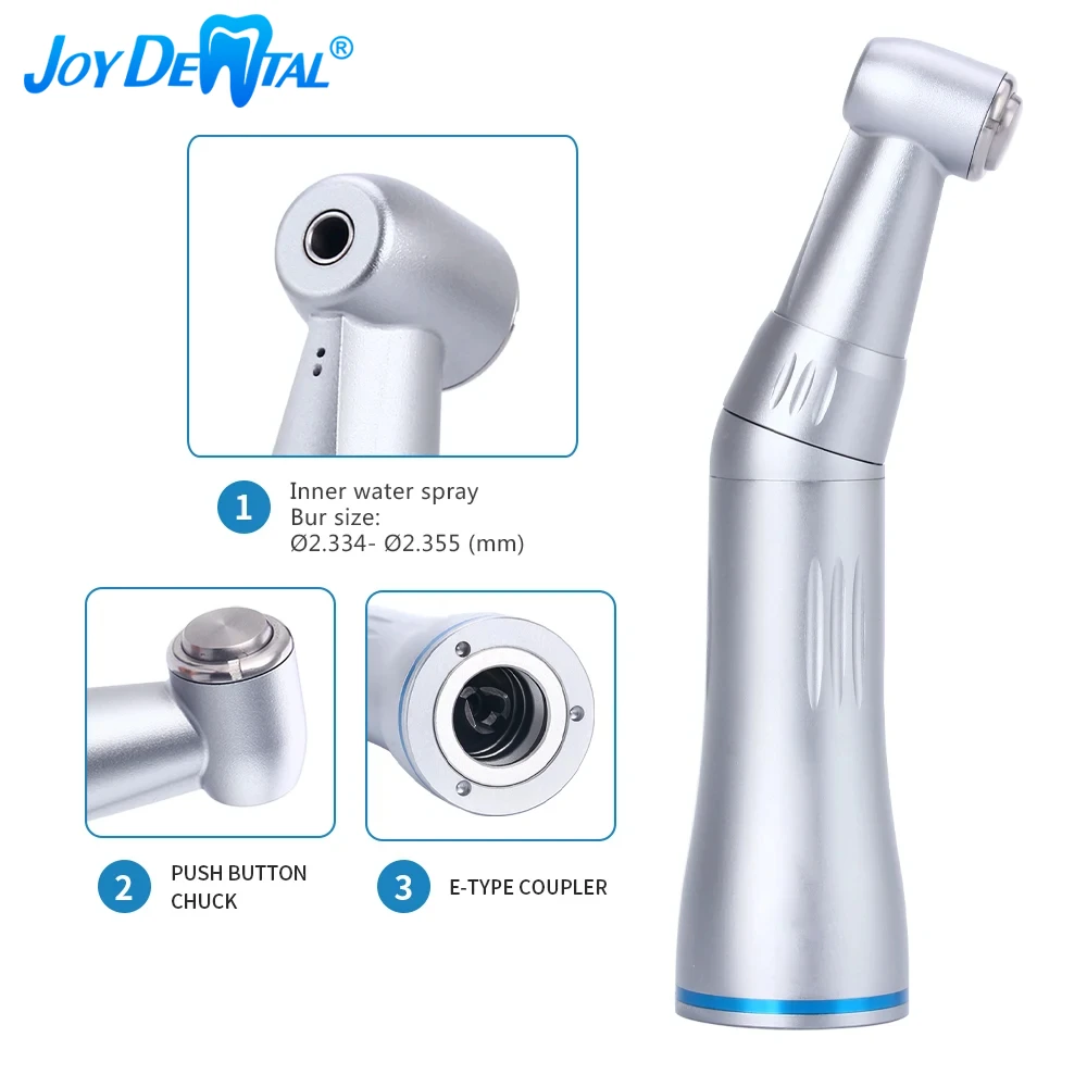 

Dental 1:1 Gear Ratio Contra Angle Push Button Low Speed Handpiece Inner Water Spray Channel For 2.35mm Bur & E-type Motors