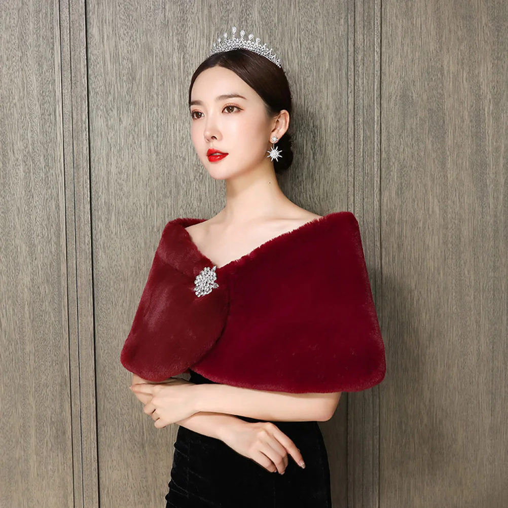 1 قطعة شال الزفاف للعروس أنيقة اللفاع عالية الجودة الألياف الدافئة شال للنساء الشتاء الخريف ارتداء الأحمر 100-135 سنتيمتر