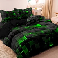3pcs Luxurious Geometric Grid Plaid Print Soft Comfortable Duvet Cover Bedding Set Included 1*Duvet Cover & 2*Pillowcases 6