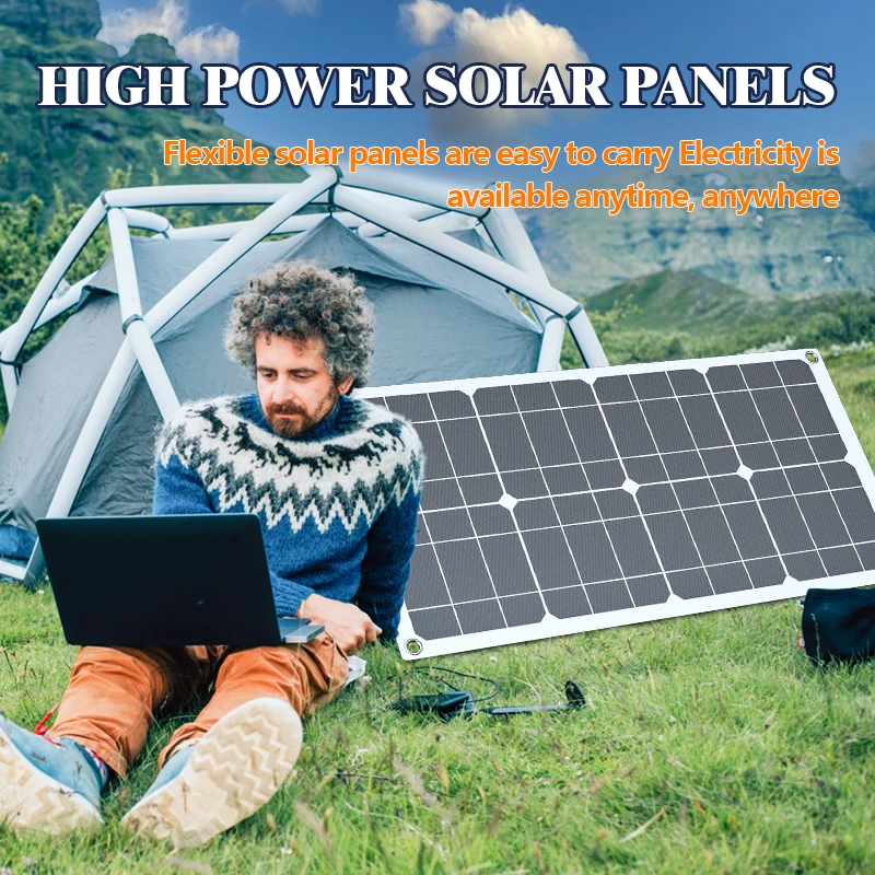 600W 18V Monokristallines Solarpanel Dual USB 12V 5V DC Flexibles Monokristallines Solarladegerät Geeignet für Auto RV Batterieladegerät