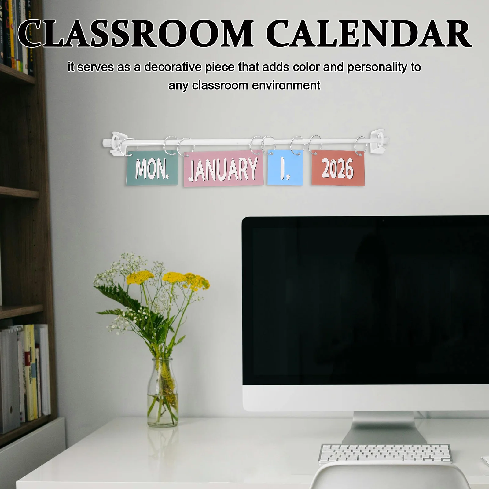 

1 Set Flip Calendar Bulletin Board Boho Classroom Decoration 2025-2028 Preschool Homeschool Teaching Tool Wall Desk Organizer