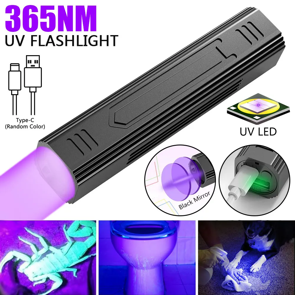 

3W 365nm UV Flashlight Blacklight USB Rechargeable 365nm UV Torch UV Lamp Light Ultraviolet Flashlight for Pet Urine Detector